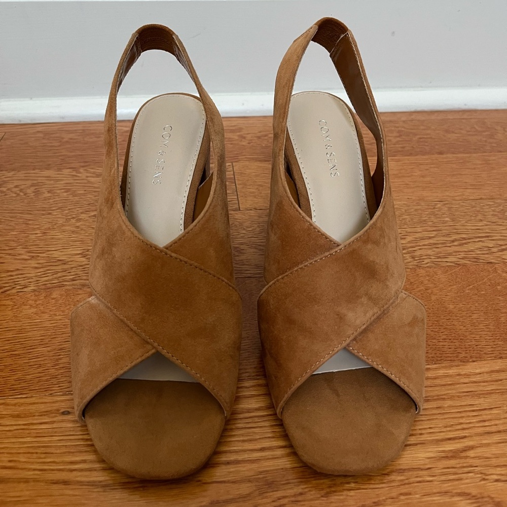 Com & Sens Tan Suede Wedges - Picture 4 of 5